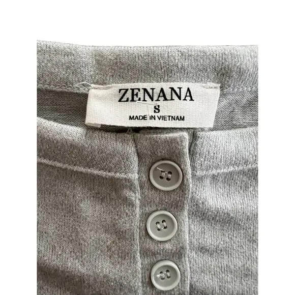Zenana Cropped Tank Womens Size Small Ribbed Square Neck Button - Picture 3 of 4